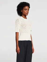 Pointelle Cable-Knit Sweater
