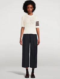 Pointelle Cable-Knit Sweater
