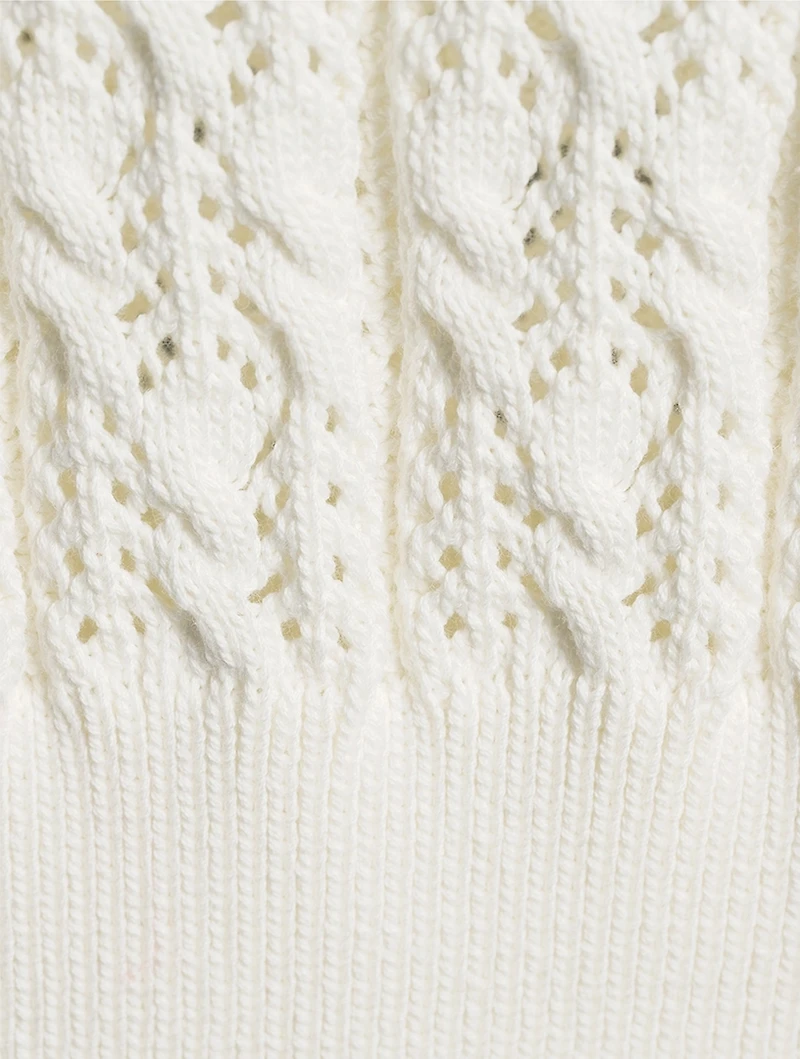 Pointelle Cable-Knit Sweater