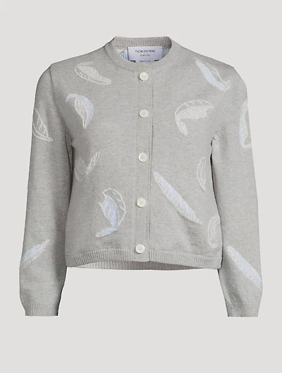 Feather Intarsia Cashmere Cardigan