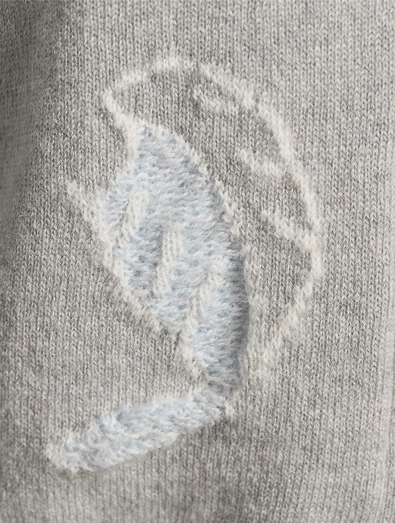 Feather Intarsia Cashmere Cardigan