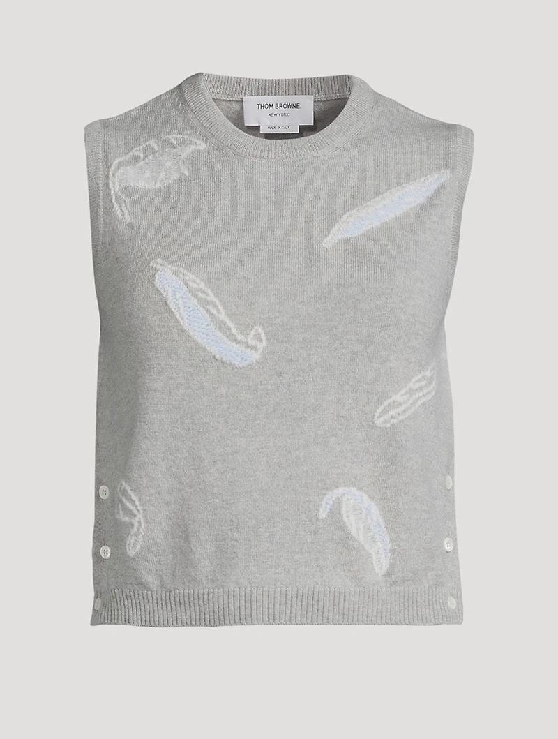 Feather Intarsia Cashmere Sweater