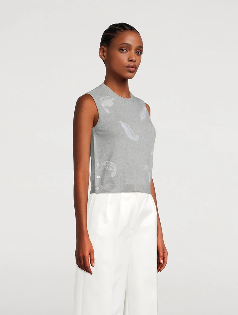 Feather Intarsia Cashmere Sweater