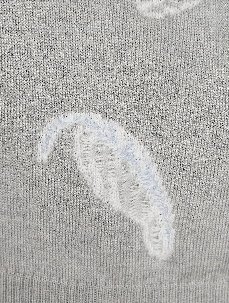Feather Intarsia Cashmere Sweater
