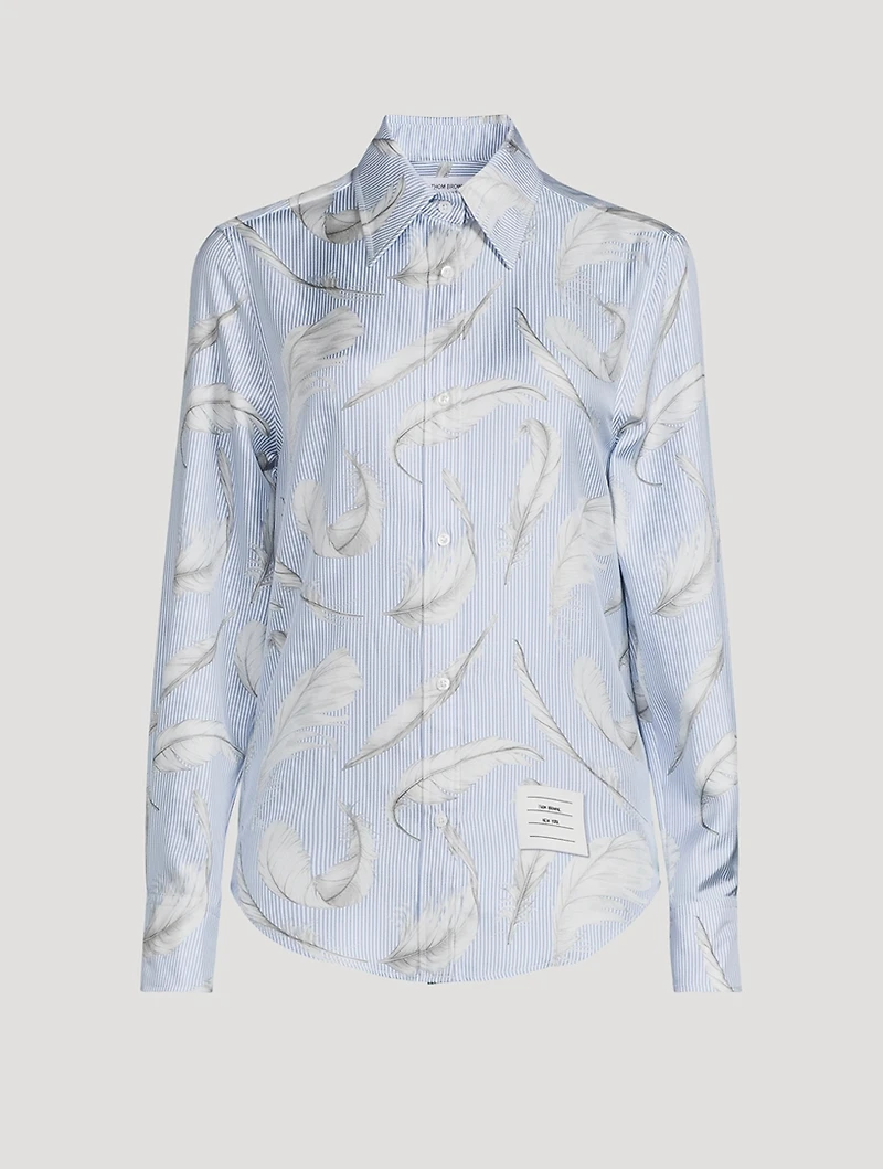 Silk Twill Shirt Feather Print