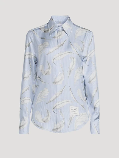 Silk Twill Shirt Feather Print