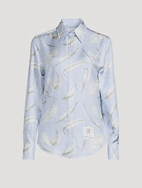 Silk Twill Shirt Feather Print