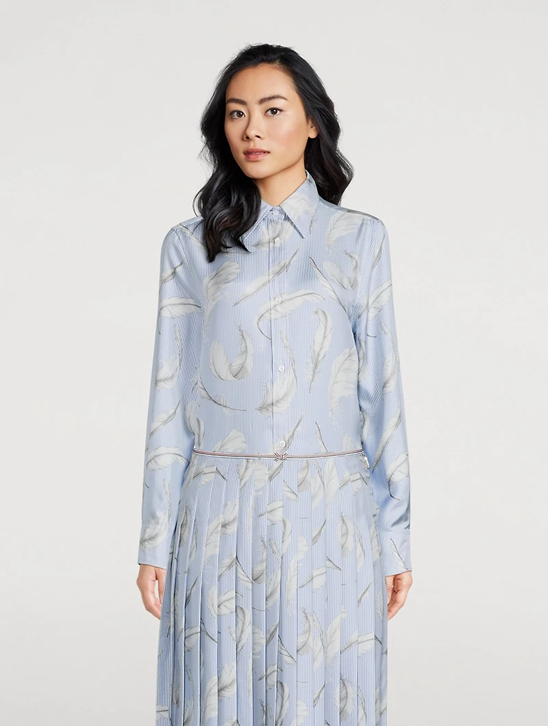 Silk Twill Shirt Feather Print