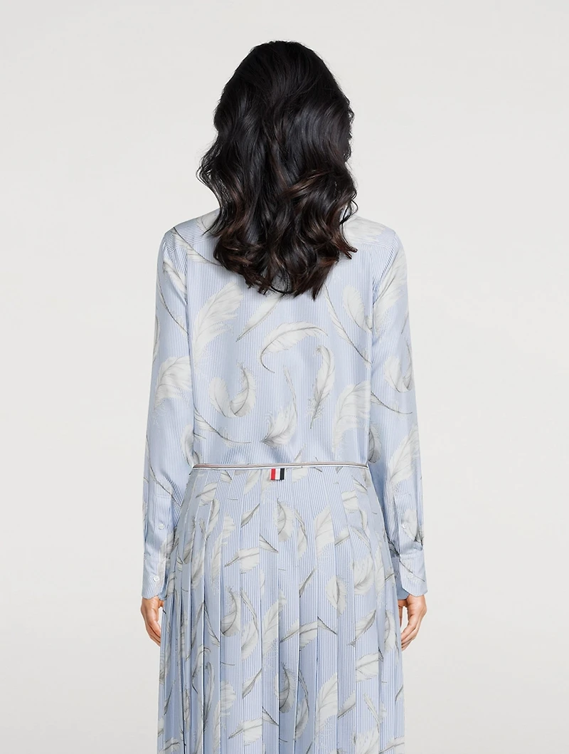 Silk Twill Shirt Feather Print