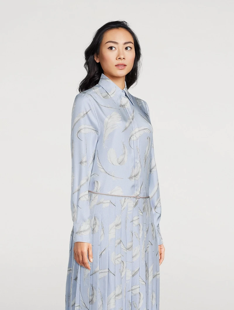 Silk Twill Shirt Feather Print
