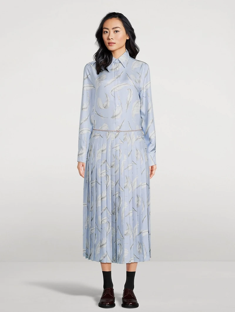 Silk Twill Shirt Feather Print