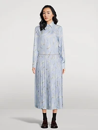 Silk Twill Shirt Feather Print
