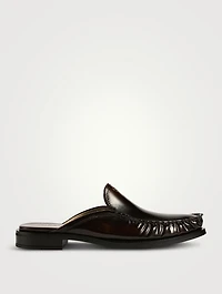 Brushed Leather Loafer Mules