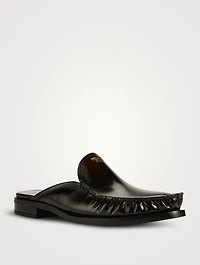 Brushed Leather Loafer Mules