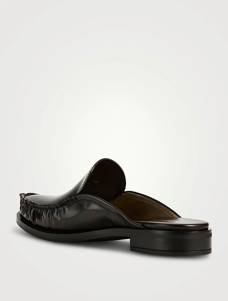 Brushed Leather Loafer Mules
