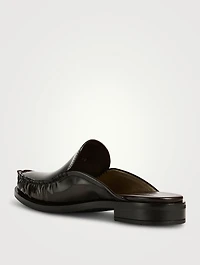 Brushed Leather Loafer Mules