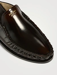 Brushed Leather Loafer Mules