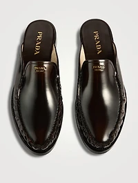 Brushed Leather Loafer Mules