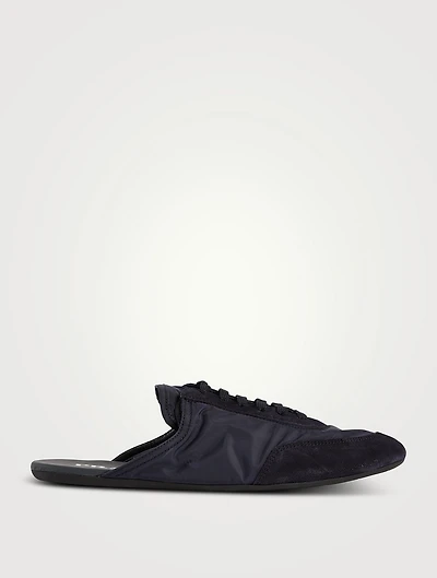 Collapse Re-Nylon And Suede Sneaker Mules