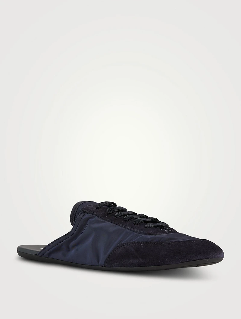Collapse Re-Nylon And Suede Sneaker Mules