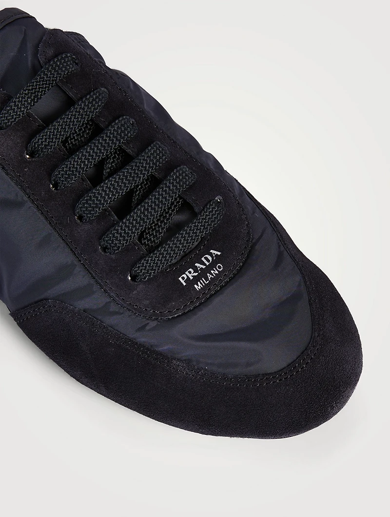 Collapse Re-Nylon And Suede Sneaker Mules