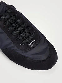 Collapse Re-Nylon And Suede Sneaker Mules