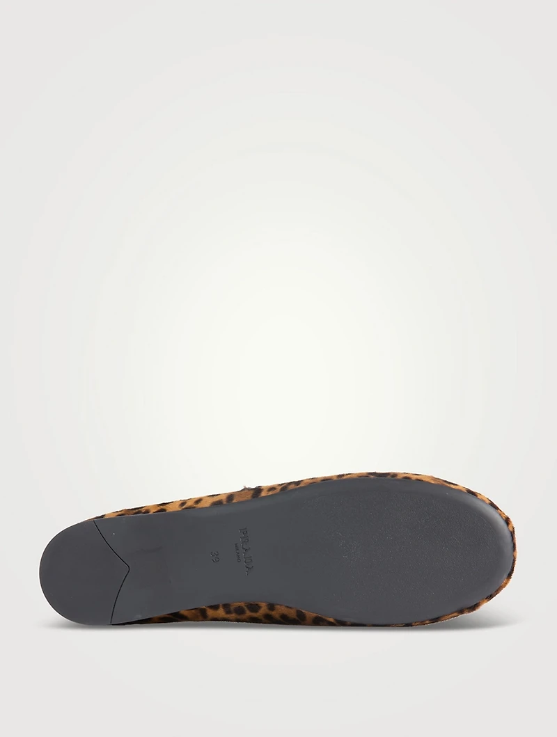 Calf Hair Mary Jane Ballet Flats Leopard Print