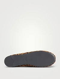 Calf Hair Mary Jane Ballet Flats Leopard Print