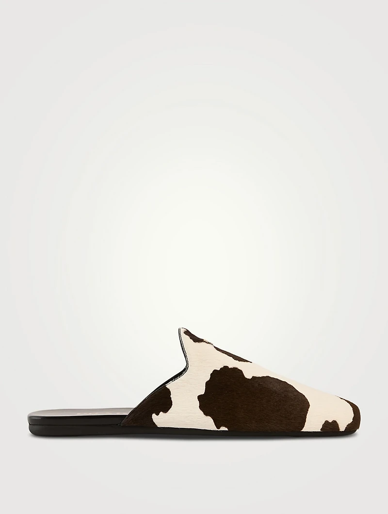 Leather Mules Cow Print