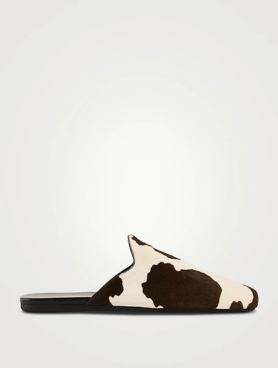 Leather Mules Cow Print