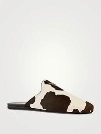 Leather Mules Cow Print