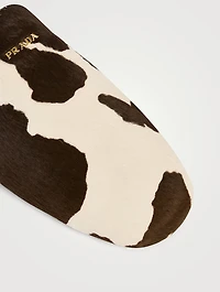 Leather Mules Cow Print
