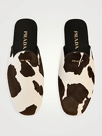 Leather Mules Cow Print