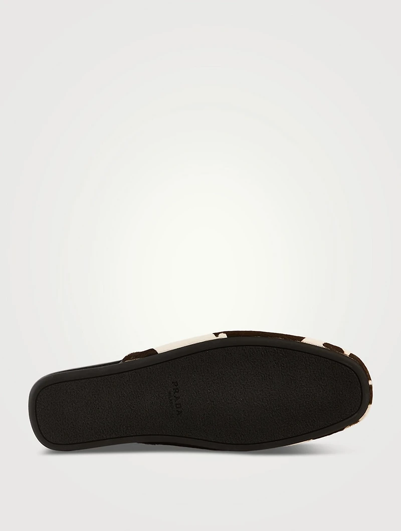 Leather Mules Cow Print