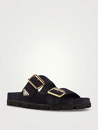 Suede Slide Sandals