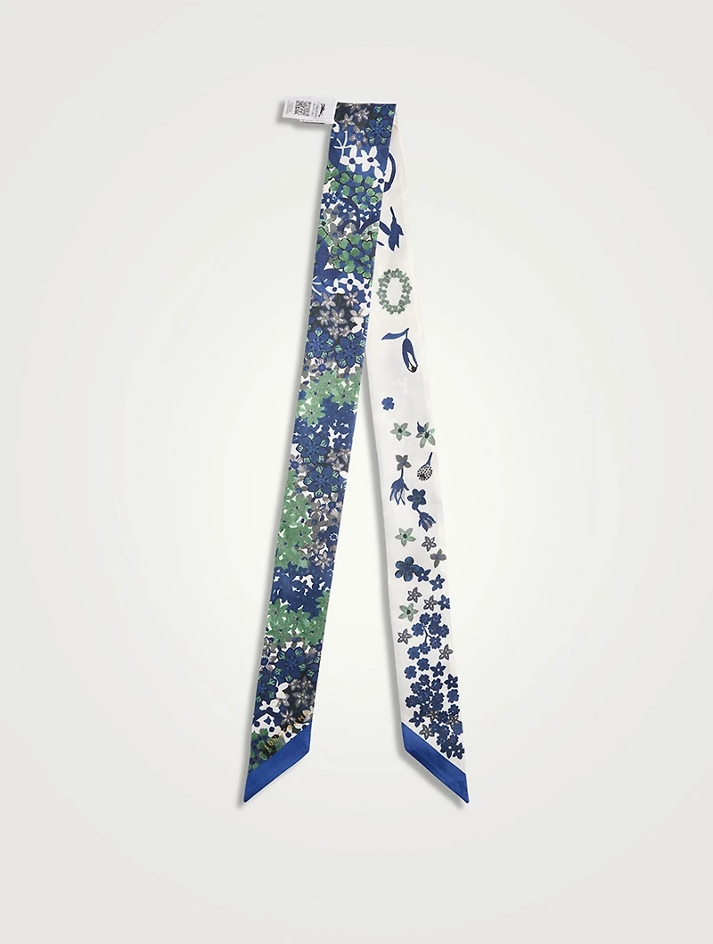 Collier De Fleurs Silk Skinny Scarf