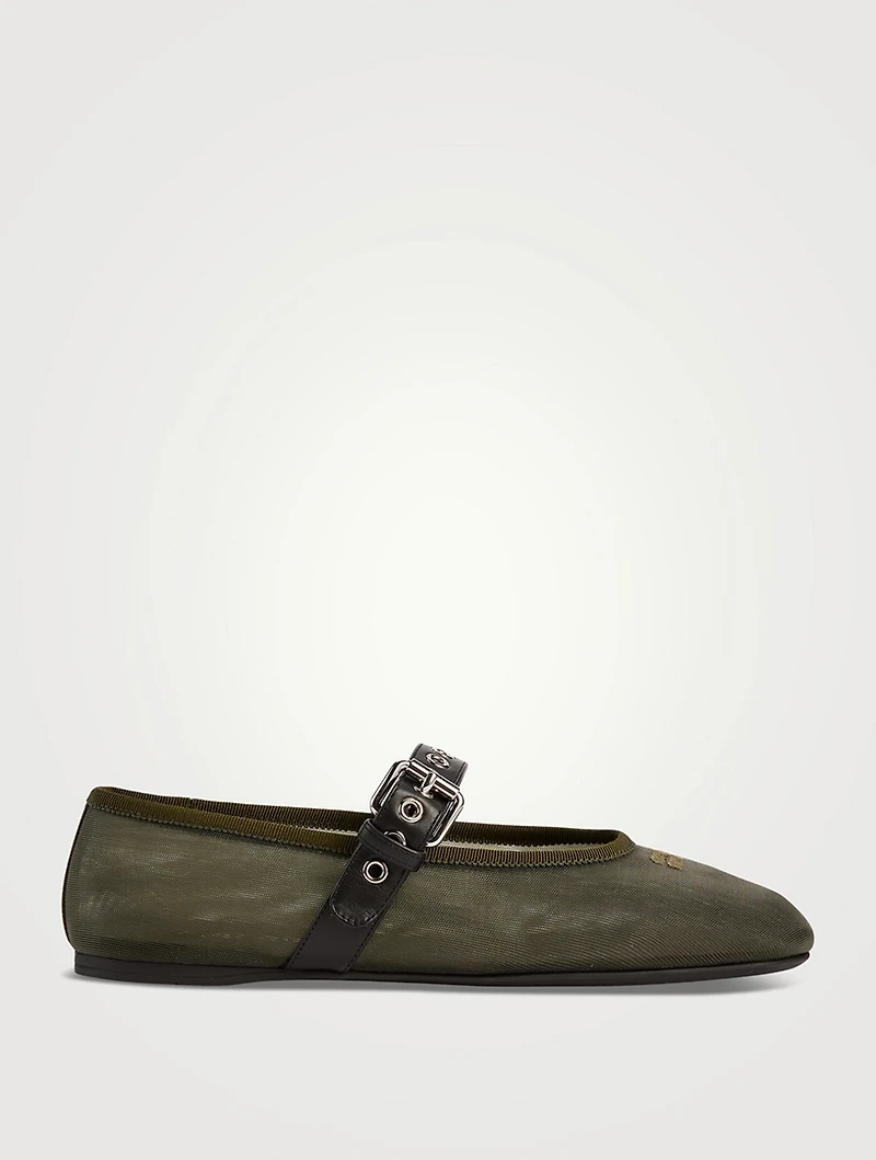 Mesh Mary Jane Ballerina Flats