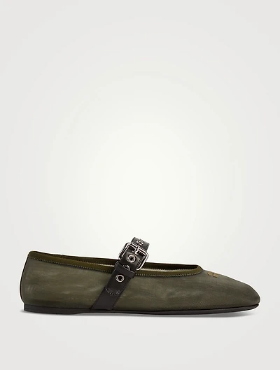 Mesh Mary Jane Ballerina Flats