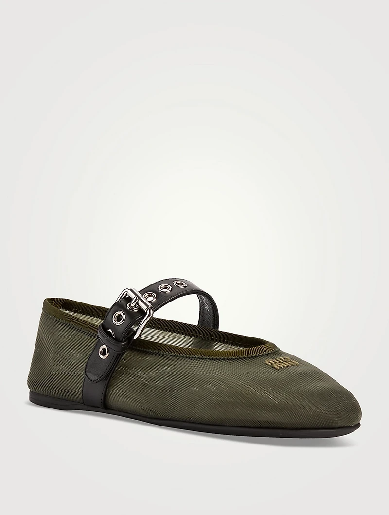 Mesh Mary Jane Ballerina Flats
