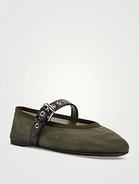 Mesh Mary Jane Ballerina Flats