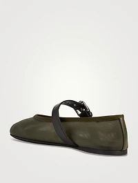 Mesh Mary Jane Ballerina Flats