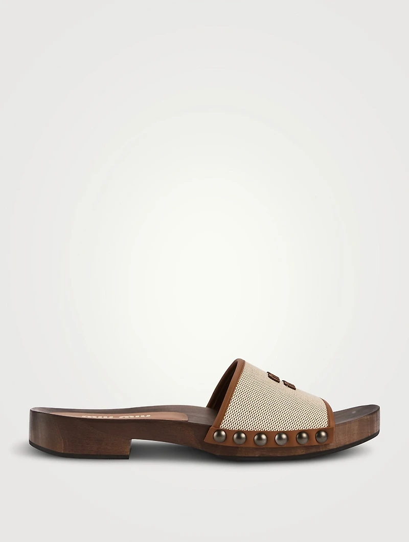 Canvas And Leather Clogs