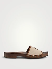Canvas And Leather Clogs
