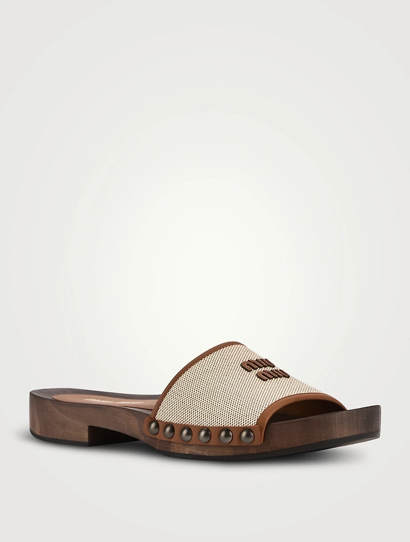 Canvas And Leather Clogs