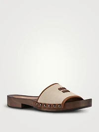 Canvas And Leather Clogs