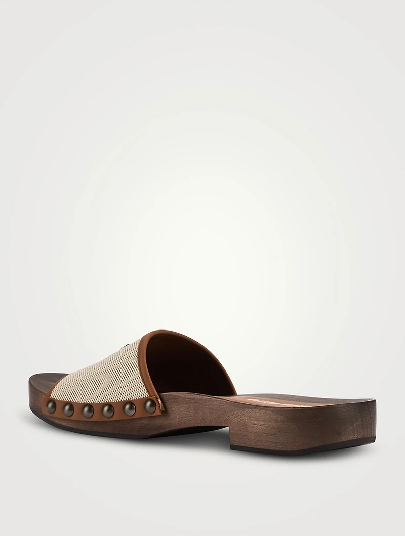 Canvas And Leather Clogs