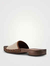 Canvas And Leather Clogs