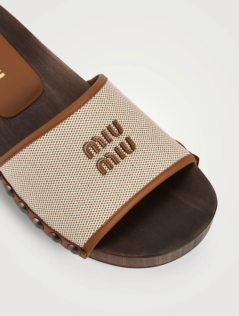 Canvas And Leather Clogs