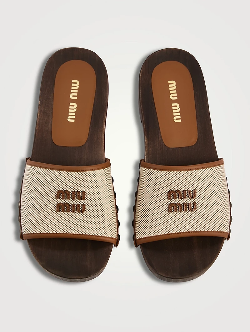 Canvas And Leather Clogs