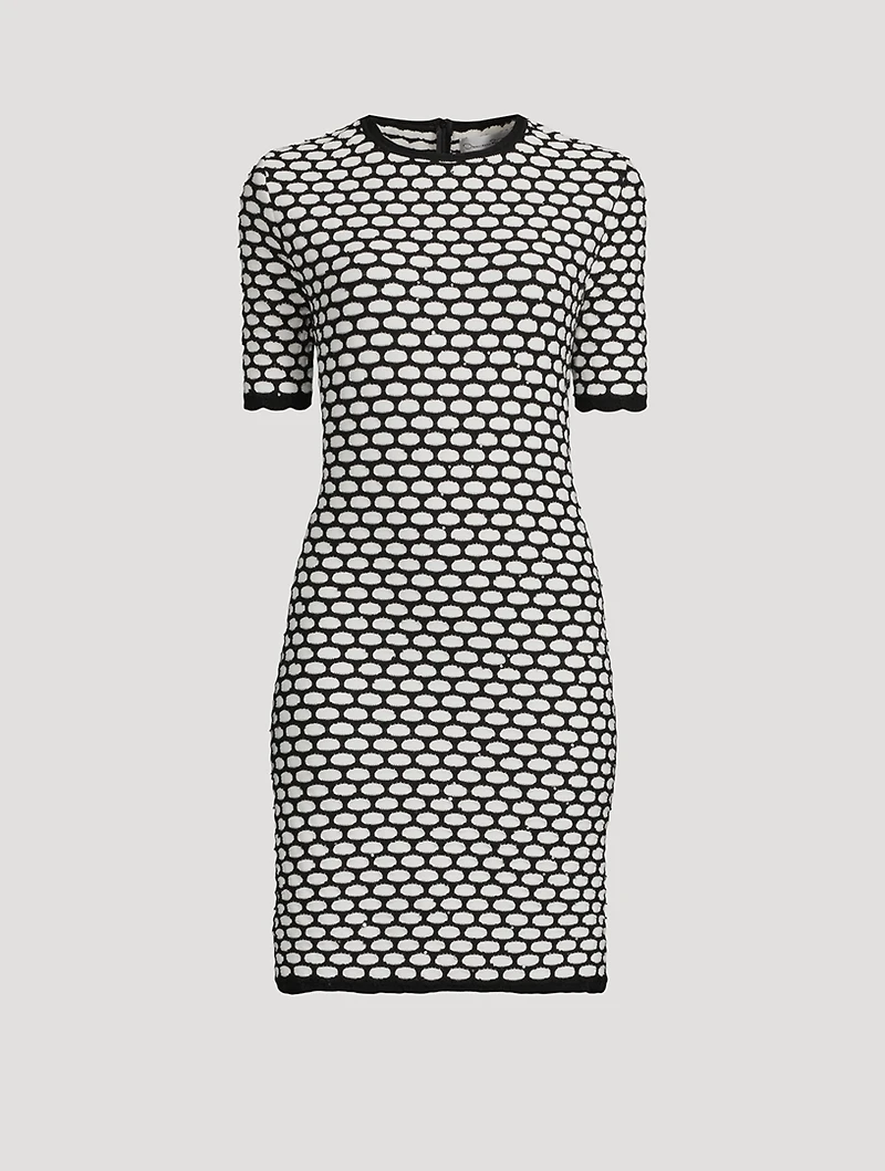 Embellished Honeycomb Knit Dress
